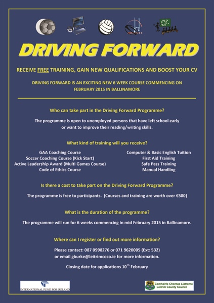 Driving Forward Programme to begin in Ballinamore